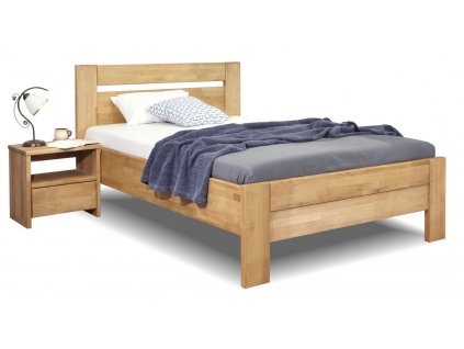 Zvýšená postel z masivu Orfeus, 140x200, masiv buk (Barevné provedení HappyBed - buk 15.Lak - Eben, Výška rámu 03. 50 cm)