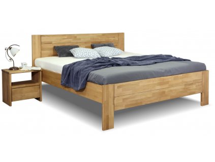 Postel z masivu Trinity 2, masiv buk (01-Ložná plocha 180x200 cm, Barevné provedení HappyBed - buk 15.Lak - Eben, Výška rámu 03. 50 cm)