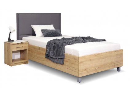 Čalouněná postel La Finesa, s úložným prostorem, 90x200 cm (GrivalBed exclusive potahy Zelená látka, GrivalBed lamino 05. Bílá, Volba typu roštů Čelní výklop)
