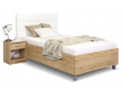 Čalouněná postel La Futura, s úložným prostorem, 90x200 cm (GrivalBed exclusive potahy Zelená látka, GrivalBed lamino 05. Bílá, Volba typu roštů Čelní výklop)
