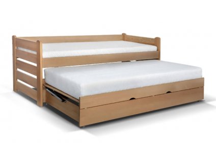 Rozkládací postel s úložným prostorem Doublemax, masiv buk (Barevné provedení GABI Lak - Alu)