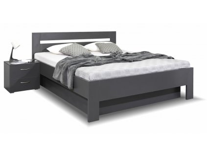 Manželská postel s úložným prostorem a rošty Linda (01-Ložná plocha 180x200 cm, Volba typu roštů Čelní výklop, Výběr materiálu LRM 12. Antracit)