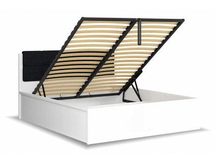 31386 postel dvouluzko s uloznym prostorem a rostem tetris 140x200 bila lesk cerna