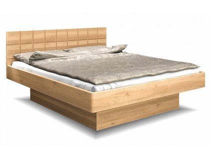 Moderní dřevěná buková postel s úložným prostorem FENIX 2, rošty v ceně (01-Ložná plocha 180x200 cm, 01-Moření Rovder buk Lak-třešeň, Volba typu roštů Laťový rošt NV)