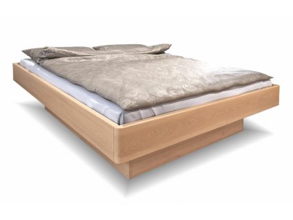 Moderní dřevěná buková válenda s úložným prostorem PEGAS, rošty v ceně (01-Ložná plocha 180x200 cm, 01-Moření Rovder buk Lak-třešeň, Volba typu roštů Laťový rošt NV)