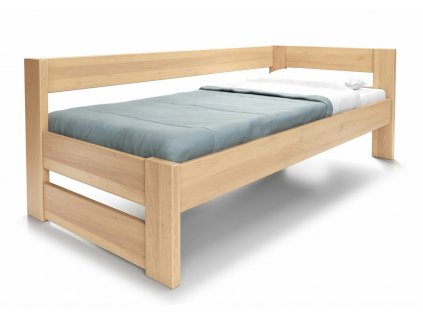 Rohová zvýšená postel jednolůžko ELA, PRAVÁ masiv buk (01-Moření Rovder buk Lak-třešeň, Rozměr 100 x 200 cm)