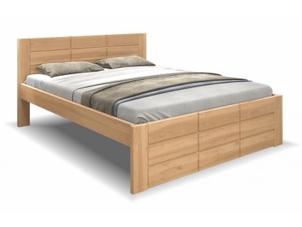 Vysoká dřevěná buková postel NERO (01-Ložná plocha 180x200 cm, 01-Moření Rovder buk Lak-třešeň)