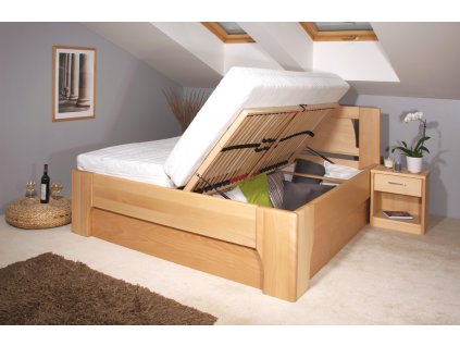 Manželská postel s úložným prostorem OLYMPIA 1. senior 160x200, 180x200, masiv buk