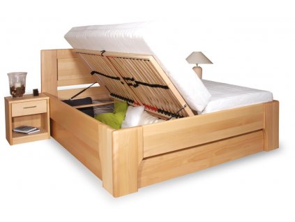 Manželská postel s úložným prostorem OLYMPIA 2. senior 160x200, 180x200, masiv buk