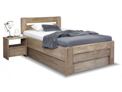 Zvýšená postel s úložným prostorem Primátor, 80x200, 90x200, masiv buk