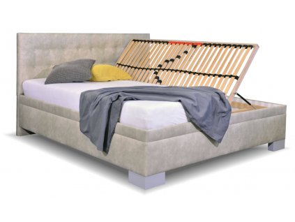 Zvýšená čalouněná postel dvoulůžko s úložným prostorem Laterna