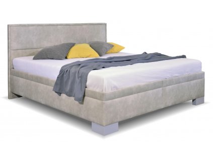 Zvýšená čalouněná postel dvoulůžko s úložným prostorem Marila