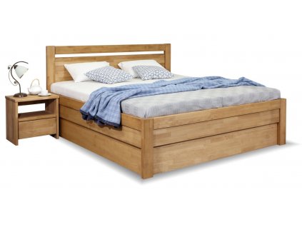 Zvýšená postel s úložným prostorem Klementin, masiv buk