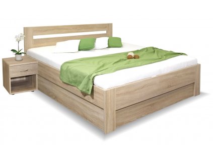 Manželská postel s úložným prostorem LADA (01-Ložná plocha 180x200 cm, Volba typu roštů Čelní výklop, Výběr materiálu LRM 12. Antracit)