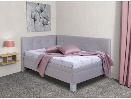 Rohová čalouněná postel Valia, s roštem a úložným prostorem, 140x200, Pravá (Varianta Výběr potahu Letto-03)