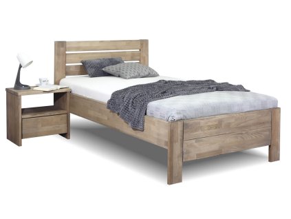 Postel z masivu Mistral, 120x200, masiv buk (Barevné provedení HappyBed - buk 15.Lak - Eben, Výška rámu 03. 50 cm)