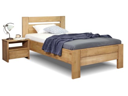 Postel z masivu Orfeus, 120x200, masiv buk (Barevné provedení HappyBed - buk 15.Lak - Eben, Výška rámu 03. 50 cm)