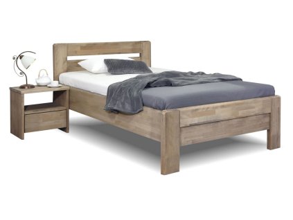 Postel z masivu Primátor, 120x200,  masiv buk (Barevné provedení HappyBed - buk 15.Lak - Eben, Výška rámu 03. 50 cm)