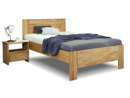 Postel z masivu Trinity 2, 120x200, masiv buk (Barevné provedení HappyBed - buk 15.Lak - Eben, Výška rámu 03. 50 cm)