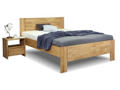 Postel z masivu Trinity 2, 140x200, masiv buk (Barevné provedení HappyBed - buk 15.Lak - Eben, Výška rámu 03. 50 cm)