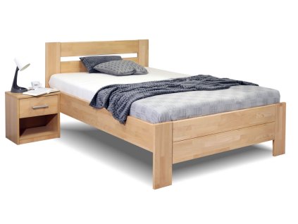 Postel z masivu Trinity, 140x200, masiv buk (Barevné provedení HappyBed - buk 15.Lak - Eben, Výška rámu 03. 50 cm)