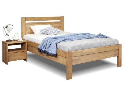 Zvýšená postel z masivu Klementin, 140x200, masiv buk (Barevné provedení HappyBed - buk 15.Lak - Eben, Výška rámu 03. 50 cm)