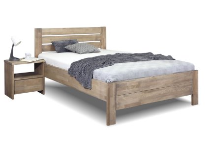 Zvýšená postel z masivu Mistral, 140x200, masiv buk (Barevné provedení HappyBed - buk 15.Lak - Eben, Výška rámu 03. 50 cm)