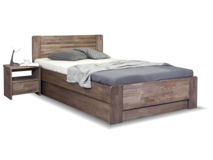 Postel s úložným prostorem ARION 2, 120x200, masiv buk (Barevné provedení HappyBed - buk 15.Lak - Eben, Volba typu roštů Laťový rošt NV, Výška rámu 03. 50 cm)