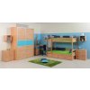 Dětská poschoďová postel - palanda DOMINO D856/BC nízká, masiv buk (Typ žebříku - palandy 03. Žebřík krátký, Výběr provedení - moření 01.Buk cink - lak)