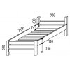 Postel, jednolůžko KARLA č.103 - 90x200 - masiv smrk (Výběr lakování smrku SZ-zelená)