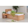 Zvýšená postel - jednolůžko s úložným prostorem VALENCIA senior, čelní výklop, masiv buk (Výběr moření buku BB - Transparentní bílé moření)