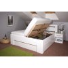 Zvýšená postel s úložným prostorem VAREZZA 5 senior 160x200, 180x200, masiv buk, bílá (01-Ložná plocha 180x200 cm, Materiál boxu 02. Dřevěný úložný prostor, Volba typu roštů Čelní výklop)