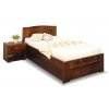 Postel z masivu s úložným prostorem Justina, 90x200, masiv smrk (Moření BW - smrk wenge, Volba typu roštů Čelní výklop, Výška rámu 02. 45 cm)