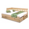 Rozkládací postel ARLETA TWIN - LEVÁ, masiv buk, 90-160x200cm (Varianta úložného prostoru S úložným prostorem, Výběr moření HP 07. Bílá)