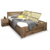 Zvýšená postel s úložným prostorem ROSA, masiv smrk, 140x200 (Moření BW - smrk wenge, Volba typu roštů Čelní výklop, Výška rámu 03. 50 cm)