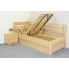 Postel s úložným prostorem Valentin-Levá, 80x200, 90x200 cm, masiv buk (01-Ložná plocha 90x200, Moření BW - buk wenge, Volba typu roštů Čelní výklop)