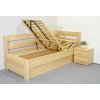 Postel s úložným prostorem Valentin-Pravá, 80x200, 90x200 cm, masiv buk (01-Ložná plocha 90x200, Moření BW - buk wenge, Volba typu roštů Čelní výklop)