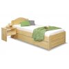 Postel jednolůžko s úložným prostorem LADA, masiv borovice (Grossmann GRS moření Přírodní lak, Volba typu roštů Čelní výklop)