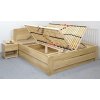 Postel dvoulůžko s úložným prostorem Justina, masiv dub (01-Ložná plocha 180x200 cm, Volba typu roštů Čelní výklop, Výška rámu 02. 45 cm)