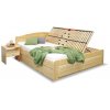 Dřevěná postel LADA, s úložným prostorem, masiv borovice (01-Ložná plocha 180x200 cm, Grossmann GRS moření Přírodní lak, Volba typu roštů Čelní výklop)