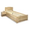 Postel jednolůžko s úložným prostorem Justina, masiv dub (01-Ložná plocha 90x200 cm, Volba typu roštů Čelní výklop, Výška rámu 02. 45 cm)