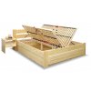 Dřevěná postel Hanka, s úložným prostorem, masiv borovice, 140x200 (Grossmann GRS moření Přírodní lak, Volba typu roštů Čelní výklop)