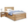 Zvýšená postel s úložným prostorem Klementin, 140x200, masiv buk (Barevné provedení HappyBed - buk 15.Lak - Eben, Volba typu roštů Laťový rošt NV, Výška rámu 03. 50 cm)