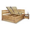 Postel s úložným prostorem Academia, masiv buk, 140x200, Levá (Barevné provedení HappyBed - buk 15.Lak - Eben, Volba typu roštů Laťový rošt NV, Výška rámu 03. 50 cm)