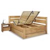 Postel s úložným prostorem Academia, masiv buk, 140x200, Pravá (Barevné provedení HappyBed - buk 15.Lak - Eben, Volba typu roštů Laťový rošt NV, Výška rámu 03. 50 cm)