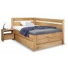 Postel s úložným prostorem Academia, masiv buk, 140x200, Pravá (Barevné provedení HappyBed - buk 15.Lak - Eben, Volba typu roštů Laťový rošt NV, Výška rámu 03. 50 cm)