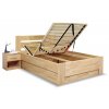 Postel s úložným prostorem Trinity, masiv buk, 140x200 (Barevné provedení HappyBed - buk 15.Lak - Eben, Volba typu roštů Laťový rošt NV, Výška rámu 03. 50 cm)