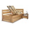Postel s úložným prostorem Academia, 120x200, masiv buk, Levá (Barevné provedení HappyBed - buk 15.Lak - Eben, Volba typu roštů Laťový rošt NV, Výška rámu 03. 50 cm)