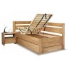 Postel s úložným prostorem Academia, 120x200, masiv buk, Pravá (Barevné provedení HappyBed - buk 15.Lak - Eben, Volba typu roštů Laťový rošt NV, Výška rámu 03. 50 cm)