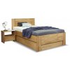 Postel s úložným prostorem Trinity 2, 120x200, masiv buk (Barevné provedení HappyBed - buk 15.Lak - Eben, Volba typu roštů Laťový rošt NV, Výška rámu 03. 50 cm)